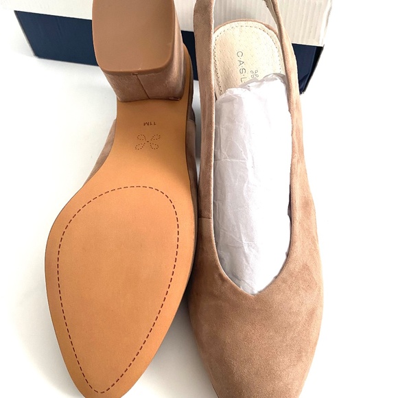Caslon Tan Suede Block Heel Slingbacks - Picture 9 of 11